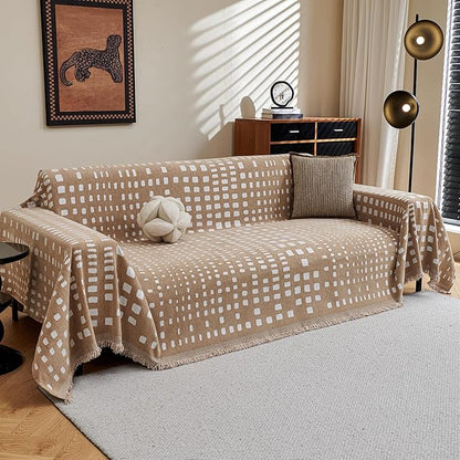 MEETSKY Boho Couch Cover Sofa Covers, Chenille Geometric Khaki Couch Covers by MEETSKY