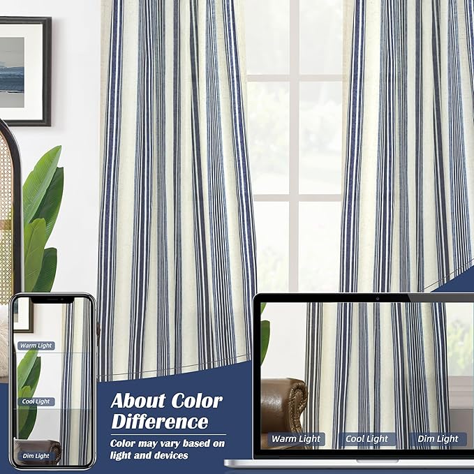 DriftAway Farmhouse Vertical Striped Linen Blend Textured Light Filtering Semi - Image 8