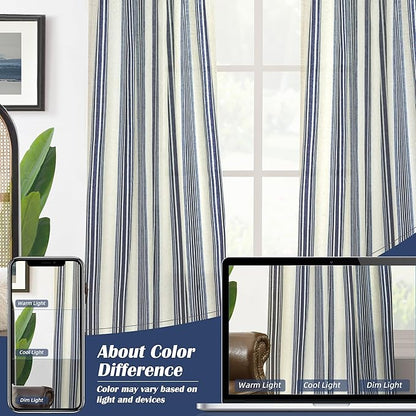 DriftAway Farmhouse Vertical Striped Linen Blend Textured Light Filtering Semi - Image 8