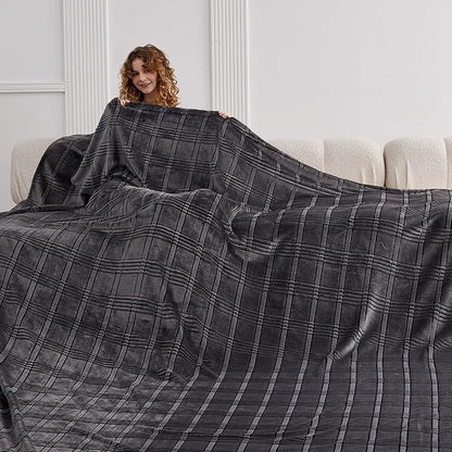 Oversized King Fleece Blanket 120x120 Inches, Seamless Soft Cozy 3D Jacquard by Korbliss