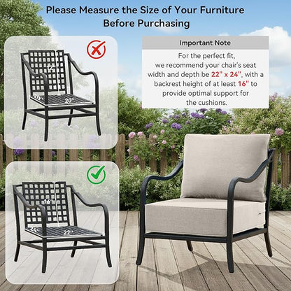 6" Thick Outdoor Cushions 22x24x6, 6-Set Deep Seat Patio Cushions - Image 8