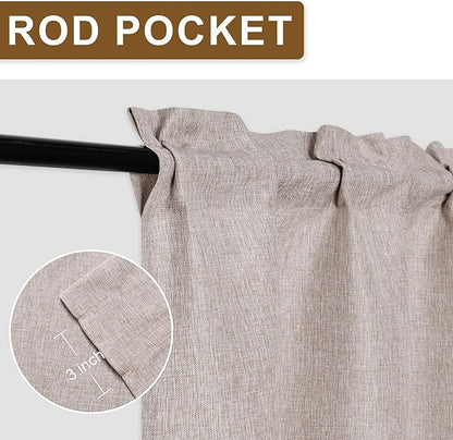 Hiasan Faux Linen Valance Curtains Rod Pocket Light Filtering Window Valance - Image 3