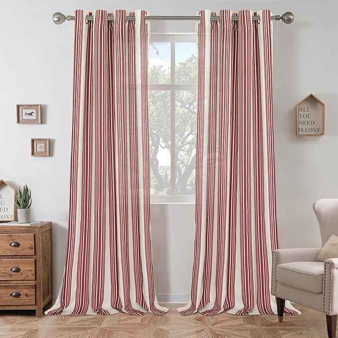 DriftAway Farmhouse Vertical Striped Linen Blend Textured Light Filtering Semi by DriftAway