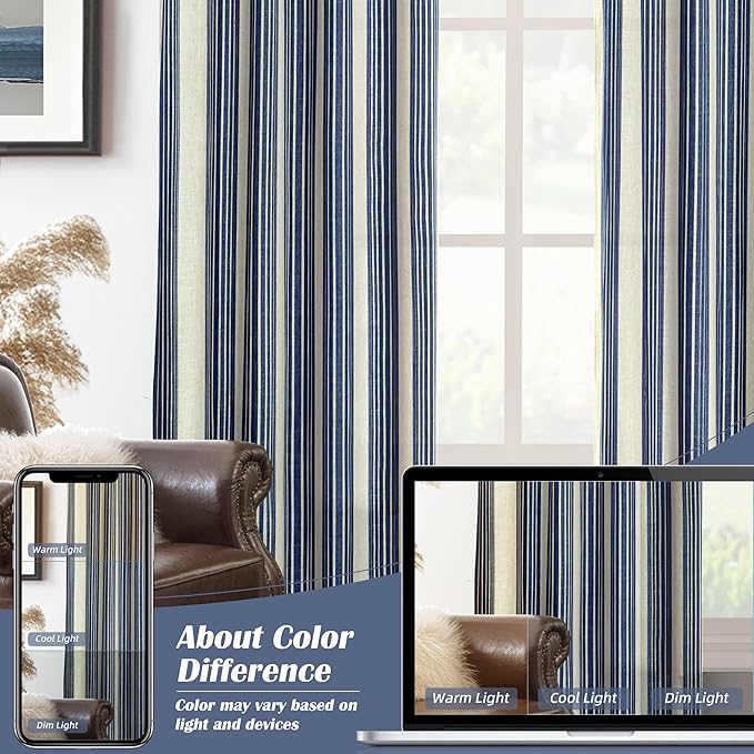 DriftAway Farmhouse Vertical Striped Linen Blend Textured Light Filtering Semi - Image 7
