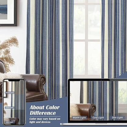 DriftAway Farmhouse Vertical Striped Linen Blend Textured Light Filtering Semi - Image 7