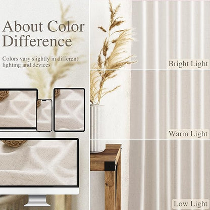Nanspring Beige Linen Curtain 100 inches Long - Image 4