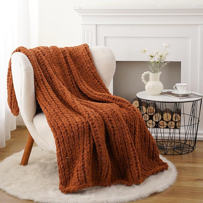 Battilo Fall Chunky Knit Throw Blanket, Soft and Thick Chenille Throw Blanket - Image 2