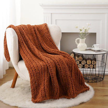 Battilo Fall Chunky Knit Throw Blanket, Soft and Thick Chenille Throw Blanket - Image 2