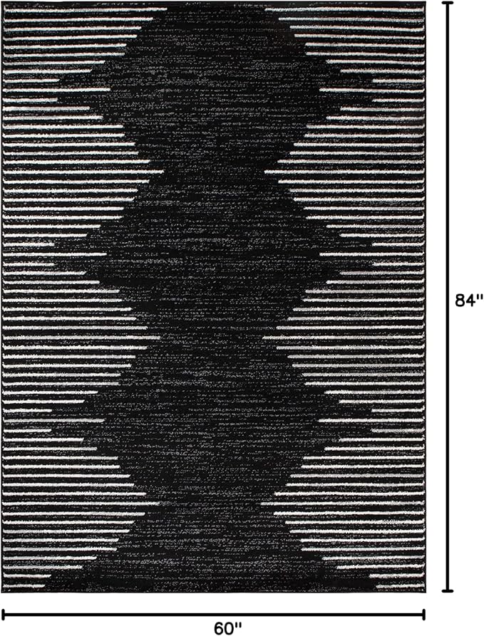 Rugshop Bohemian Stripe Stain Resistant High Traffic Living Room Kitchen - Image 2