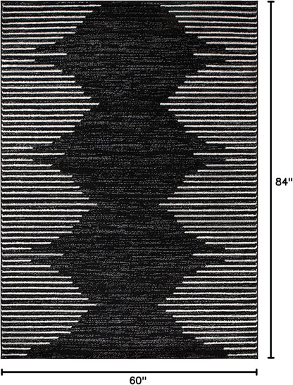 Rugshop Bohemian Stripe Stain Resistant High Traffic Living Room Kitchen - Image 2