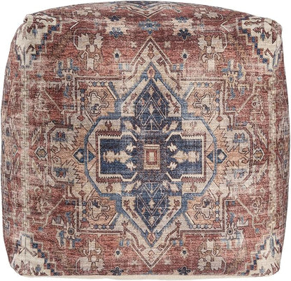 LR Home Vintage Medallion Indoor Medium Pouf Ottoman | Polyester Pouf - Image 3