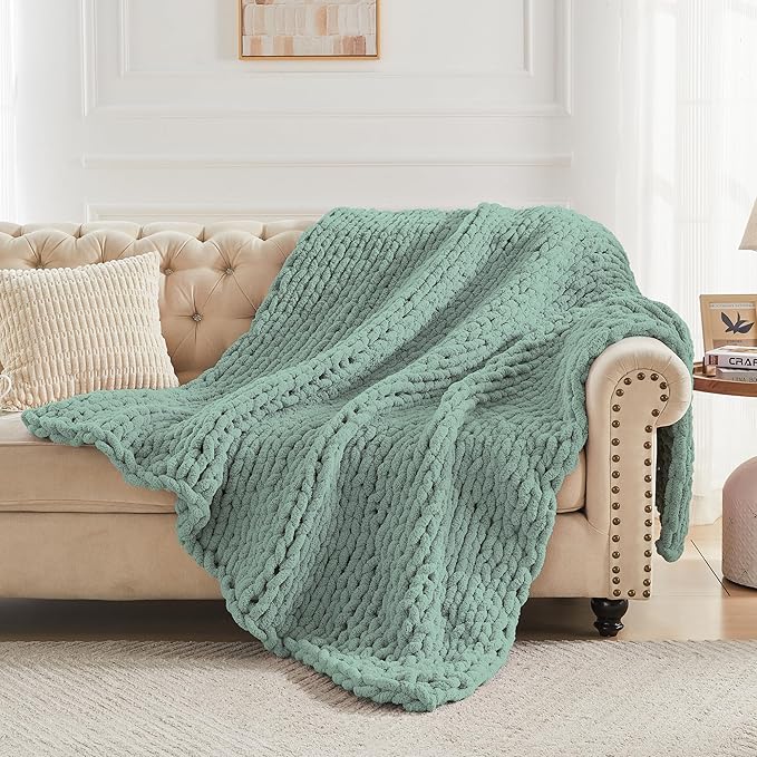 Carriediosa Chunky Knit Throw Blanket 60" X 80" Twin, 100% Hand Made Large - Image 6