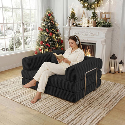 bshomgi convertible futon sofa bed, boneless couch for, front angle view