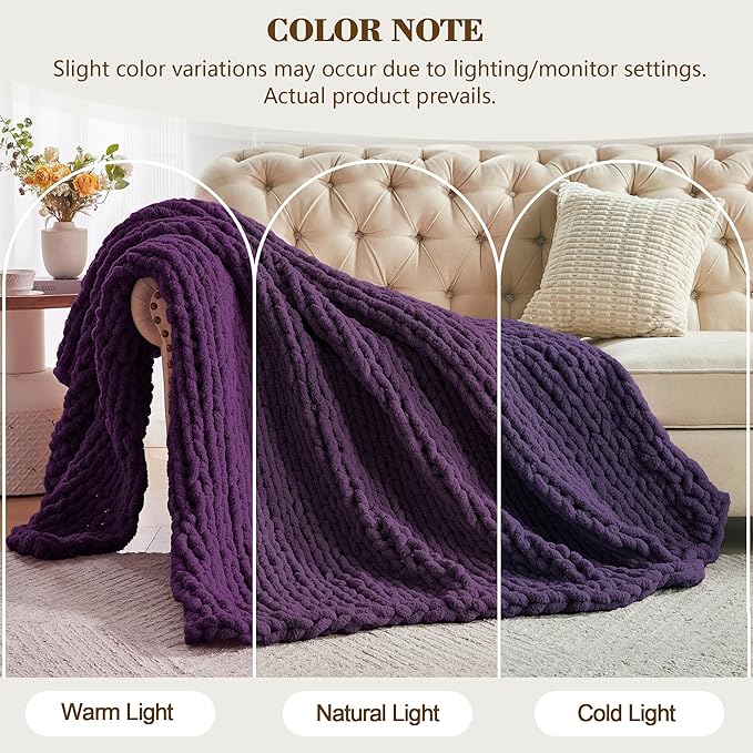 Carriediosa Chunky Knit Throw Blanket 60" X 80" Twin, 100% Hand Made Large - Image 2