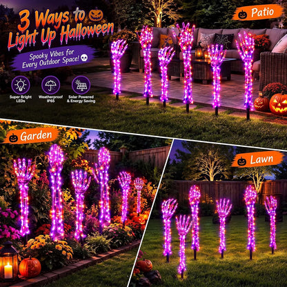 Solar Halloween Yard Decorations 10 Light up Skeleton Arms 500 LEDs 8 Modes