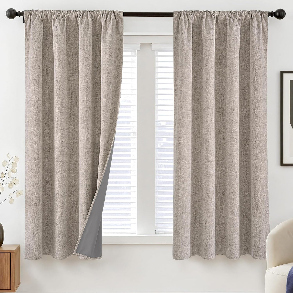 pony dance 100% black out linen curtains 63, main product view
