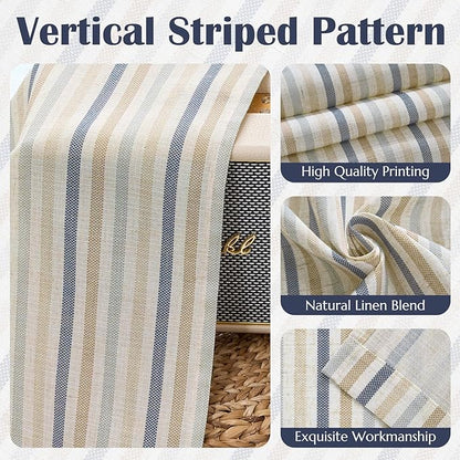 jinchan Colorful Striped Linen Double Layer Valance Pinstripe Rustic Cafe - Image 9