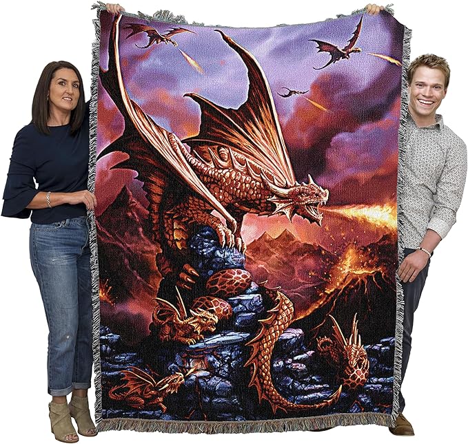 Pure Country Weavers Fire Dragon Woven Blanket by Anne Stokes by PureCountryWeavers
