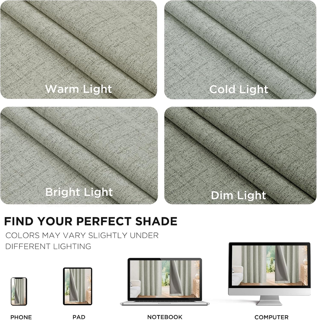 joydeco blackout curtains for bedroom - 100% light, view 9
