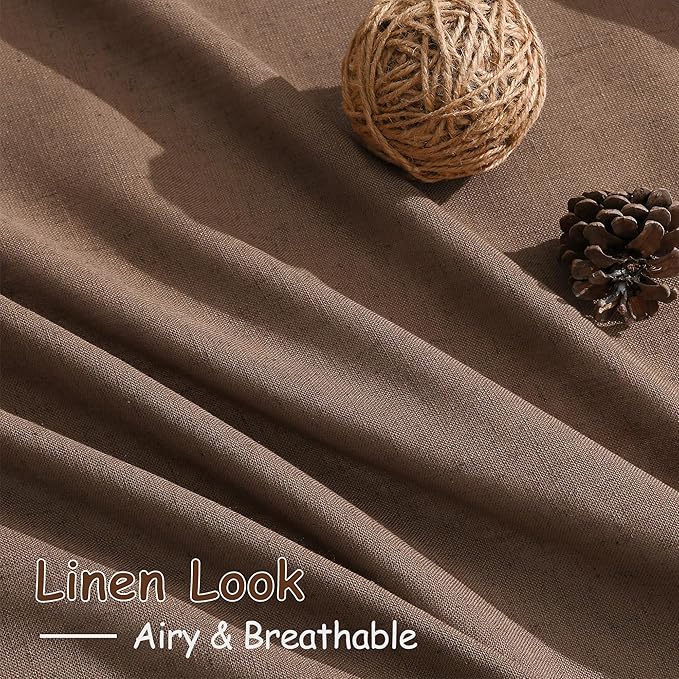 Caramel Brown Linen Curtains 120 Inch Extra Long - Image 5