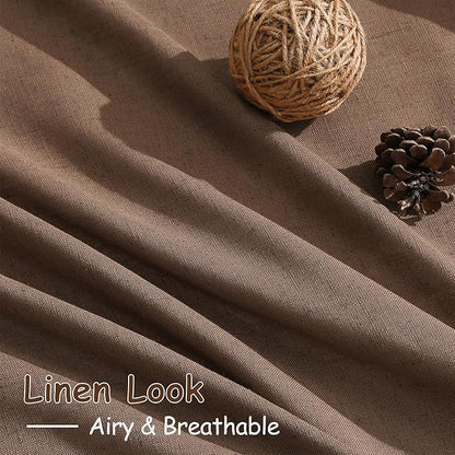 Caramel Brown Linen Curtains 120 Inch Extra Long - Image 5