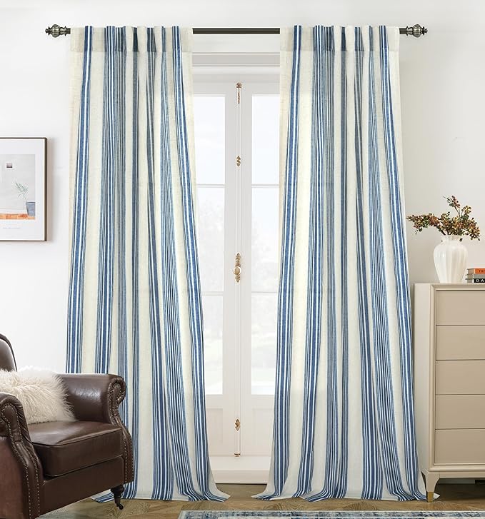 DriftAway Farmhouse Vertical Striped Linen Blend Textured Light Filtering Semi by DriftAway