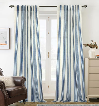 DriftAway Farmhouse Vertical Striped Linen Blend Textured Light Filtering Semi by DriftAway