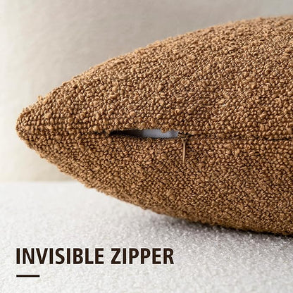 Foindtower Pack of 2 Textured Boucle Throw Pillow Covers Accent Solid Lumbar - Image 2