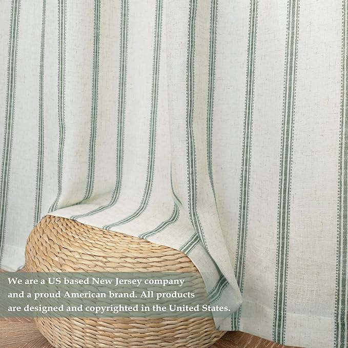 DriftAway Farmhouse Vertical Striped Linen Blend Textured Light Filtering Semi - Image 6