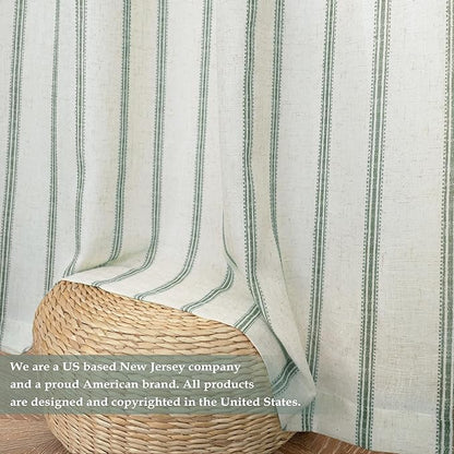 DriftAway Farmhouse Vertical Striped Linen Blend Textured Light Filtering Semi - Image 6