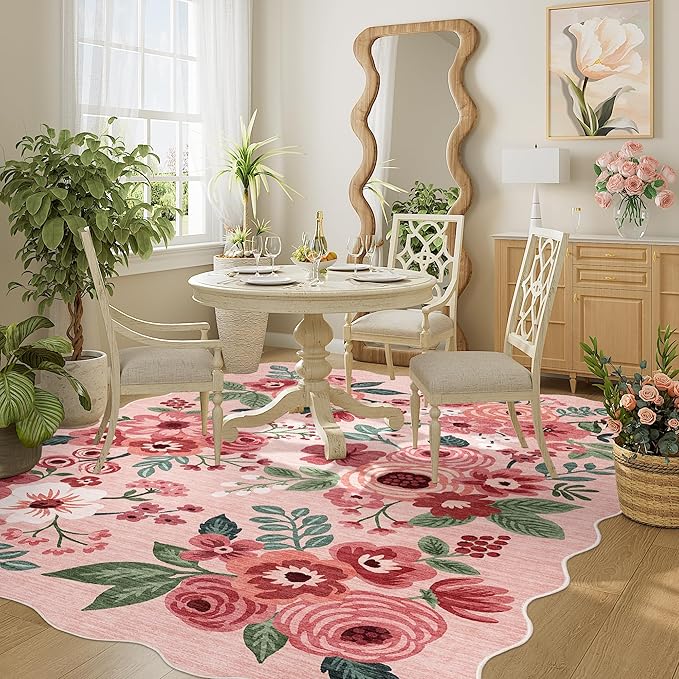 DUKINO 4x6 Area Rug, Floral Non-Slip Indoor Washable Rug - Image 7