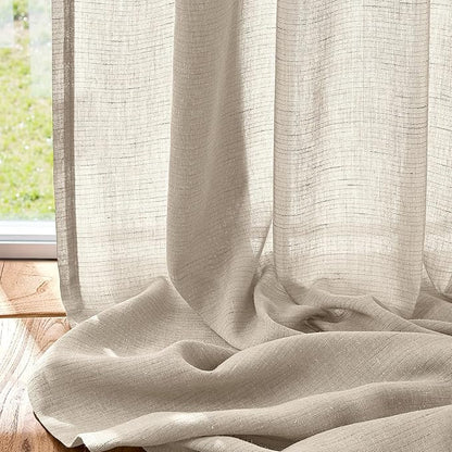 jinchan Linen Blend Curtains 108 inch Extra Long 2 Panels - Image 2