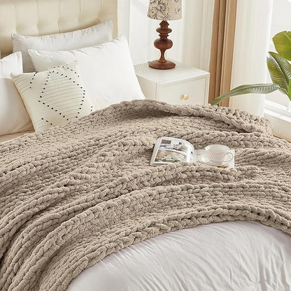 Carriediosa Chunky Knit Throw Blanket 50" X 60", 100% Hand Made Large Chenille - Image 9