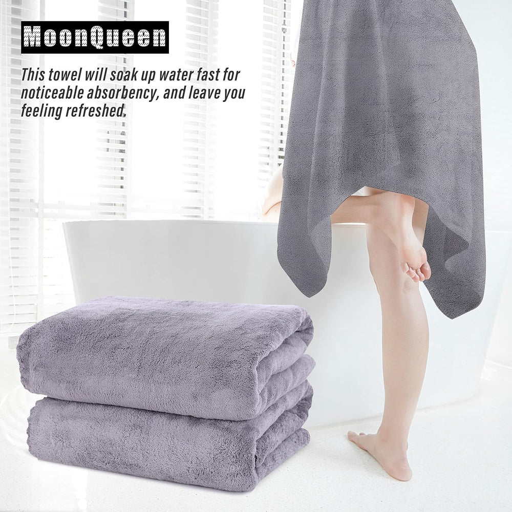 MOONQUEEN 6 Pack Premium Bath Towel Set - Quick Drying - Microfiber Coral Vel...