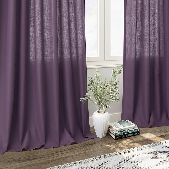 Plum Linen Curtains 72 Inch Length - Image 6