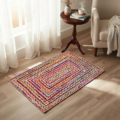 Ramanta Home Jute Chindi Braided Rug Boho 24x36 Inch Natural Multi Farmhouse - Image 5
