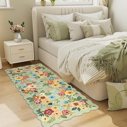 DUKINO 2x5 Washable Runner Rugs, Non Slip Floral Print Entryway Rug - Image 4