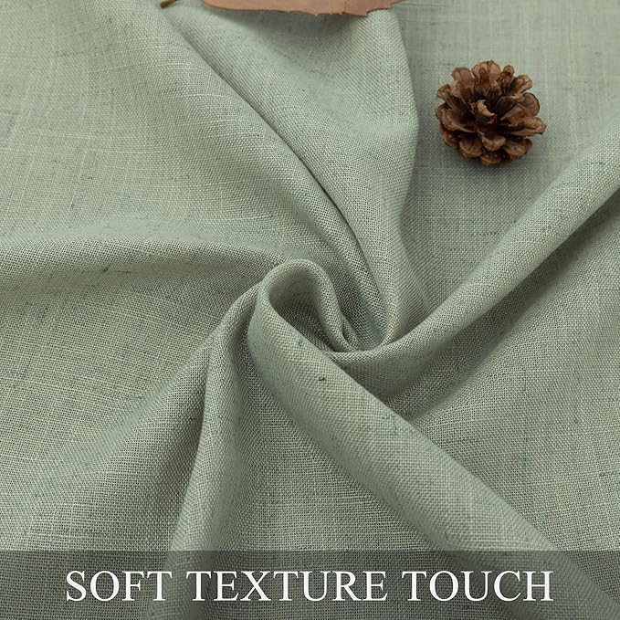 Sage Green Linen Kitchen Pleated Curtains 30 Inches Long 2 Panels Pinch Pleat - Image 9