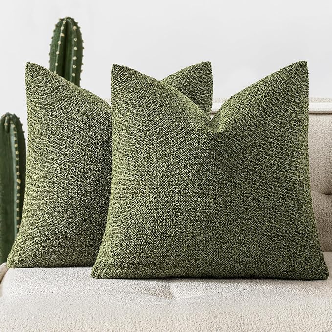 Woaboy Pack of 2 20x20 Inch Decorative Boucle Throw Pillow Covers Textured by Woaboy