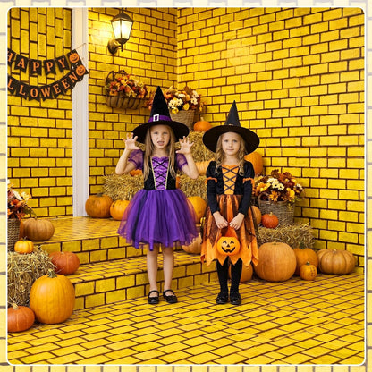 100FT x 54IN Halloween Yellow Brick Tablecloth Roll with Slide Cutter Box
