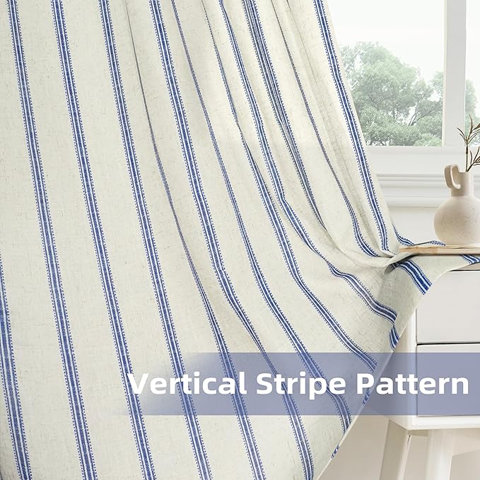 DriftAway Farmhouse Vertical Striped Linen Blend Textured Light Filtering Semi - Image 6