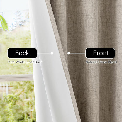 chrisdowa linen blackout curtains 63 inch length 100%, close-up detail