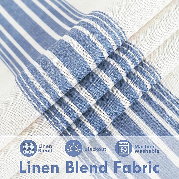 DriftAway Farmhouse Vertical Striped Linen Blend Textured Light Filtering Semi - Image 2