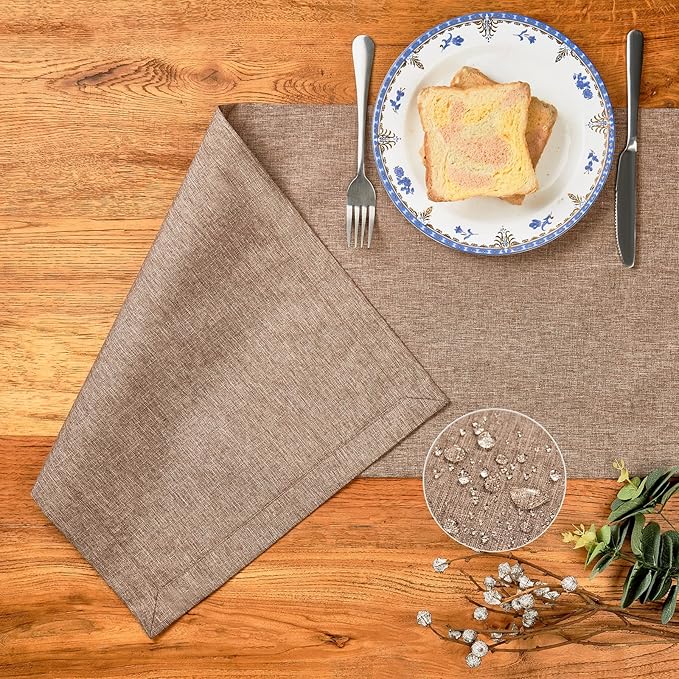 Mebakuk Linen Farmhouse Table Runner Large Burlap Style Soft and Waterproof - Image 2
