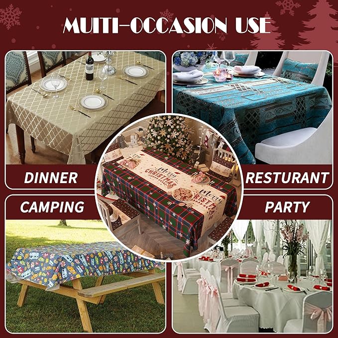 Christmas Rectangle Table Cloth, 100% Waterproof Tablecloth, Christmas - Image 6