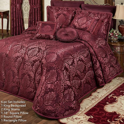 Touch of Class Camelot Luxury Bedding | Robust Burgundy | Matte Satin Damask on - Image 2