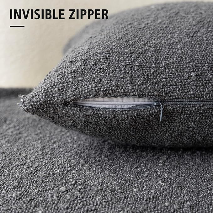 Foindtower Textured Boucle Throw Pillow Covers Accent Solid Lumbar Pillow Cases - Image 3