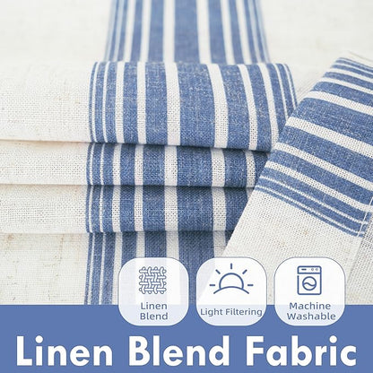 DriftAway Farmhouse Vertical Striped Linen Blend Textured Light Filtering Semi - Image 2