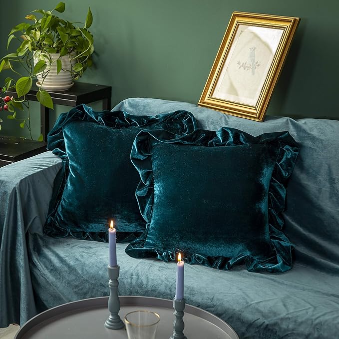 Velvet Throw Pillow Cover Soft Decorative Luxurious Solid Square Cushion Case by GLORYSEASON