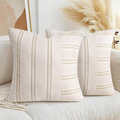 AELS 24x24 Decorative Farmhouse Linen Throw Pillow Covers, Boho Textured Pillow by AELS